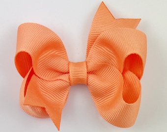 Light Orange Hair Bow for Girls / 3 inch Bows / Baby Hair Bows / Hair Bows Girl / Hair Bows Clip Toddler / Boutique Grosgrain Ribbon Bows