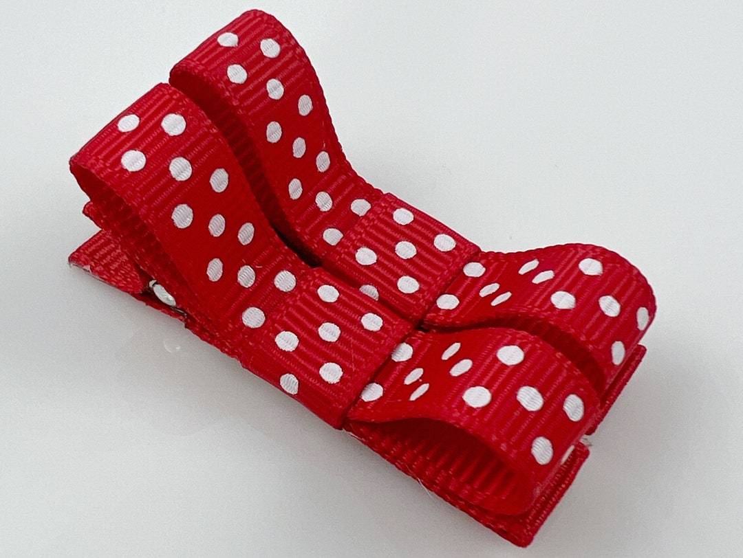 Red Pink Polka Dot Hair Clips, Small Hair Clips, Baby Hair Clips, Girls Hair Clips, Baby Hair