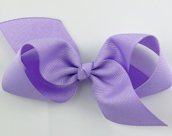 Purple Hair Bow / Hair Bows for Girls, Medium Hair Bows for Baby, Ribbon Hair Clip with Bows for Babies Fine Hair - Lavender Loopy Bow