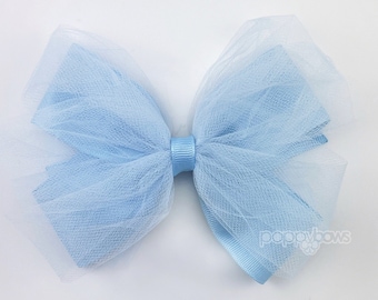 Tulle Hair Bow in lichtblauw / Ballet Hair Bow / Grote 5 inch bogen voor meisjes / Ballerina Hair Bow / Fancy Hair Bows / Tulle Hair Clip
