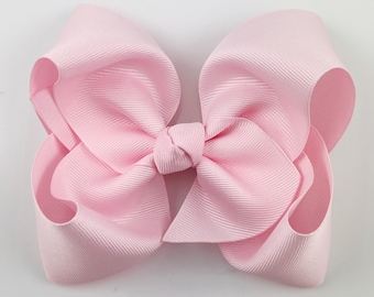 Pink Hair Bow in Baby Pink / 5 inch Large Hair Bows / Girls Hair Bows / Hair Bows Clip / Wide Ribbon / Grosgrain Bows / Light Pink Bows