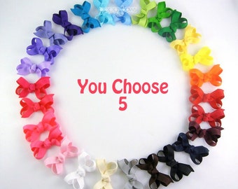 Choose Your 5 Colors Baby Hair Bows / 2 inch mini boutique infant hair bows / newborn hair bows / cute hair bows for babies / extra small