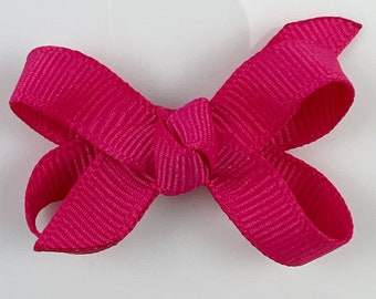 Shocking Pink Baby Hair Bow, 2 inch Extra Small Mini Boutique Hair Bows for Babies / Mini Snap Clip / Infant Newborn Hair Bow / Solid Color