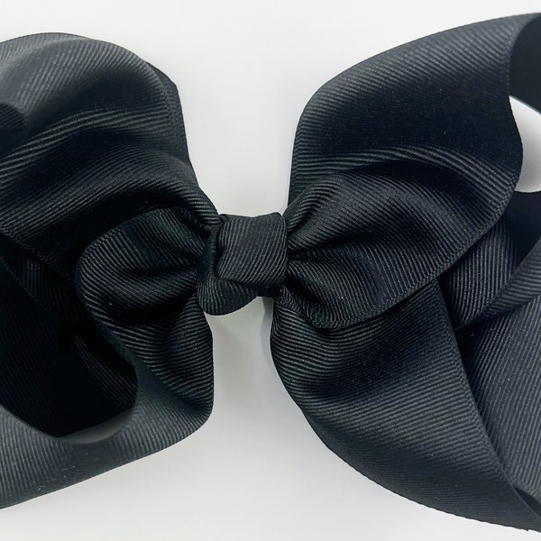 Black Hair Bow for Girls / Extra Large 6 inch Grosgrain Ribbon Bows for Girls, for Toddlers, Big Bow Black Hair Clip