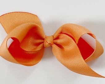 Orange Hair Bow / Hair Bows for Girls, Medium Hair Bows for Baby, Baby First Thanksgiving, Basic Bows, for Babies - Pumpkin Pie Loopy Bow