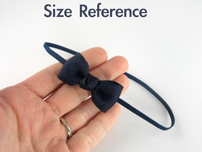 Newborn Headband Khaki Tan Tiny Bow on Skinny Elastic Smallest Bow Headband All Sizes Newborn Toddler Girl
