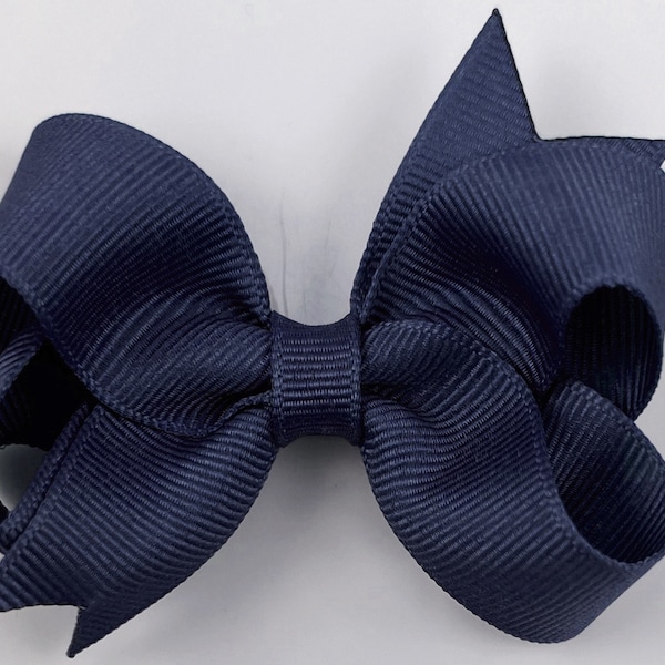 Navy Blue Hair Bow for Girls / 3 inch Bows / Baby Hair Bows / Hair Bows Girl / Hair Bows Clip Toddler / Basic Bows in Grosgrain Ribbon