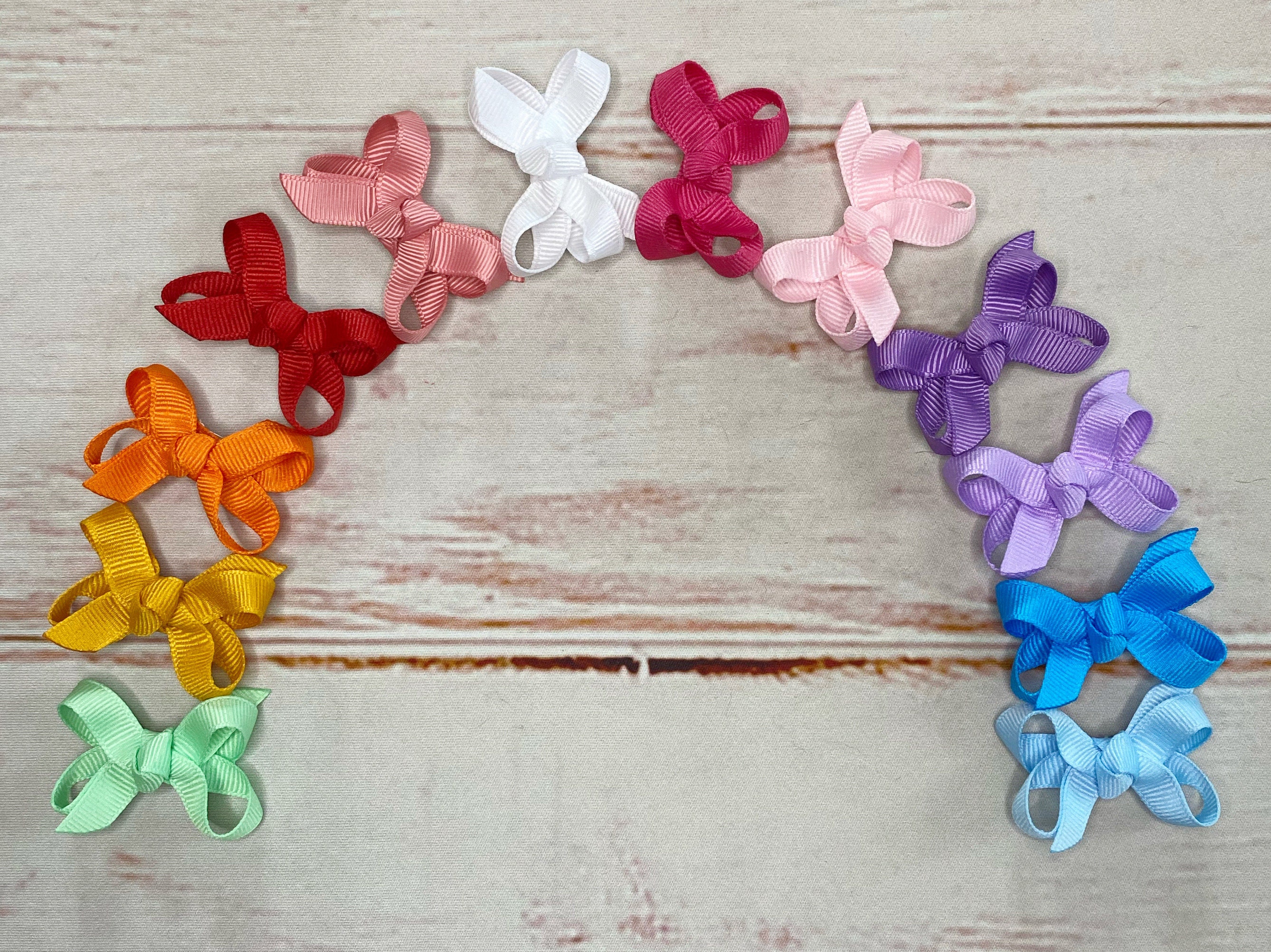 Baby Hair Bow Set 12 Pack Extra Small Boutique Bows On Mini Etsy