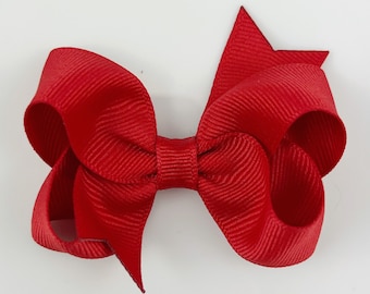 Red 3" inch Hair Bow, Small Girls Hair Bows / Medium Baby Hair Bows, hair clips with bows for baby girls barrettes, red hair bows, grosgrain