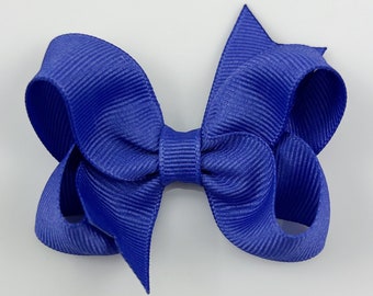 Hyacinth 3" inch Hair Bow, Small Girls Hair Bows / Medium Baby Hair Bows, hair clips with bows for girls barrettes, royal purple hair bows