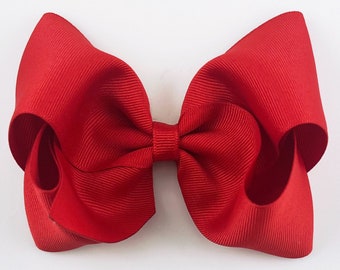 Red Hair Bow / 4.5 to 5 inch Girls Hair Bows / Grosgrain Bows / Large Hair Bows / Hair Bows Clip Hair Bows Toddler Girl / Christmas Hair Bow