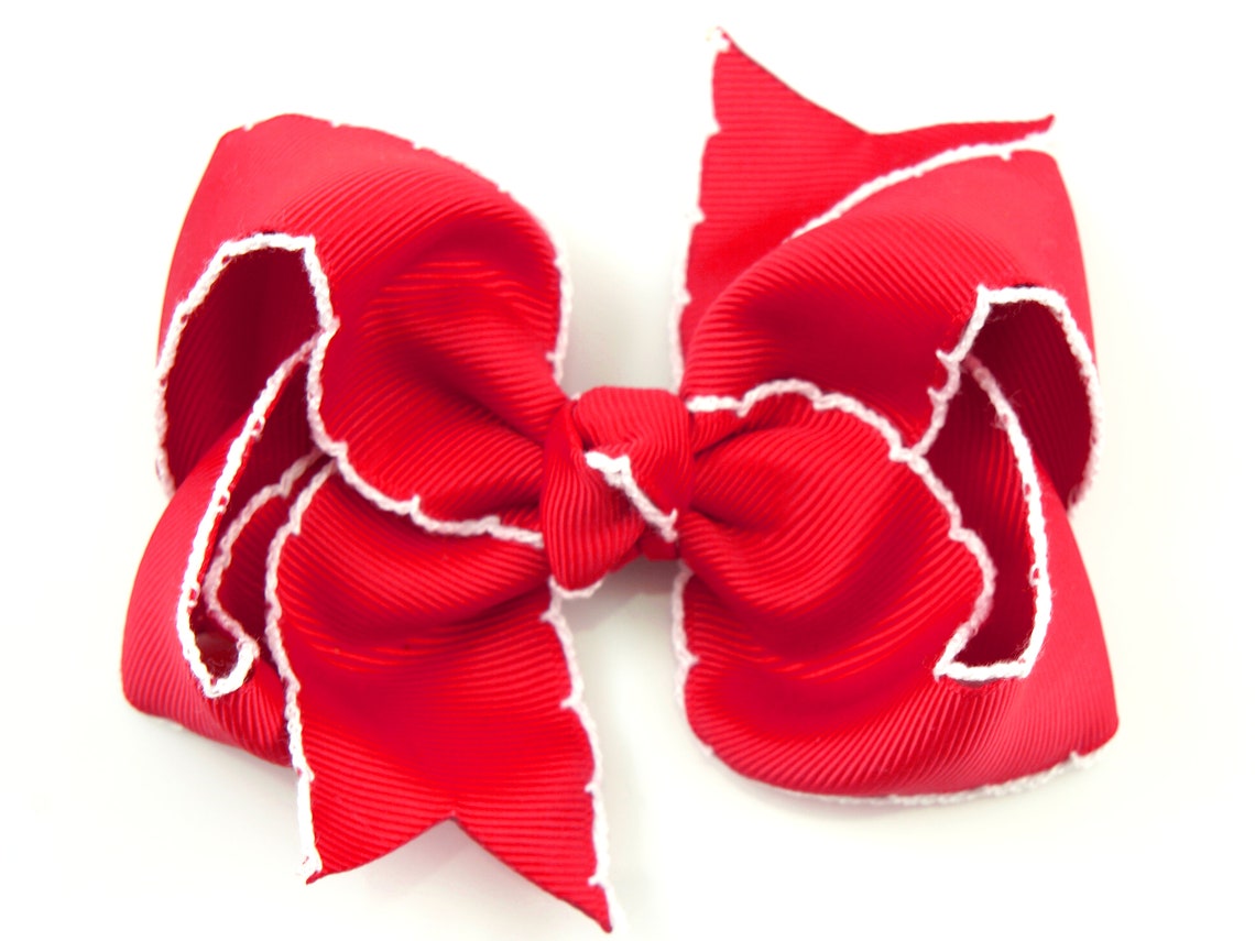Girls Hair Bow Red Hair Bow Red and White Hair Bow Etsy