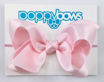 Pink Baby Headband Satin - 4 inch Bow Headbands for Baby / Baby Headbands with Big Bows / Large Bow Baby Head Band/ Infant Toddler Headbands