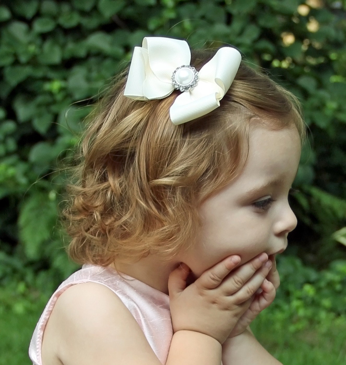 Flower Girl Hair Bow ivory hair bow cream hair bow pearl Etsy