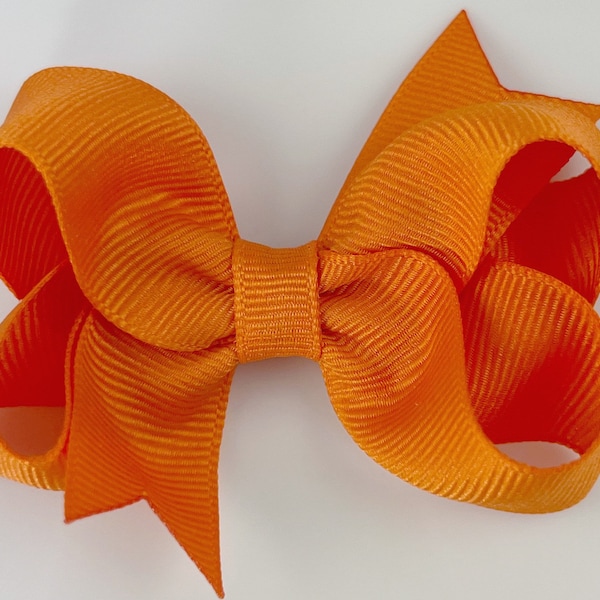 Orange 3" inch Hair Bow, Small Girls Hair Bows / Medium Baby Hair Bows, hair clips with bows for baby girls barrettes, orange hair bows