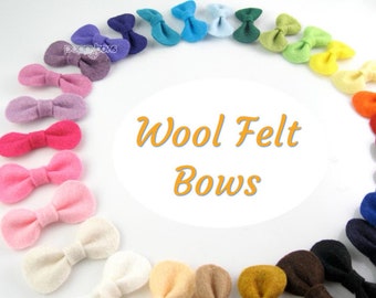 Choose your Colors / Wool Felt baby hair bows / infant newborn babies with fine hair / mini snap clips / baby hair clips with bows barrettes