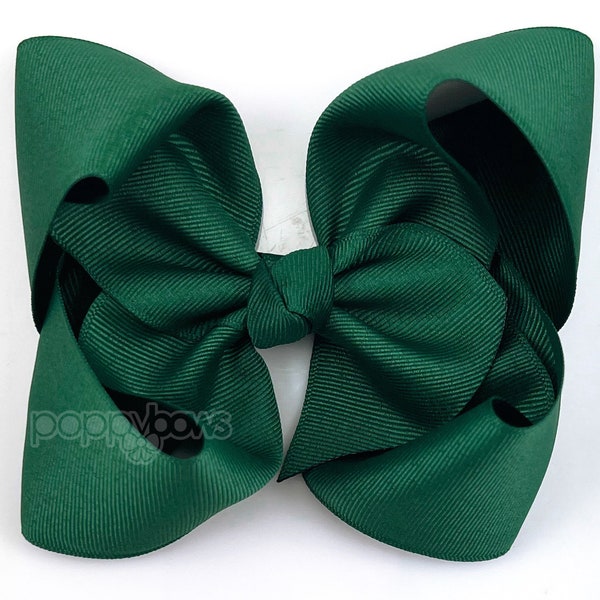 Dark Green Hair Bow / 5 inch Bows / Girls Hair Bows / Hair Bows Clip / Hair Bows Toddler / Grosgrain Bows / Bows for Girls / Hunter Green