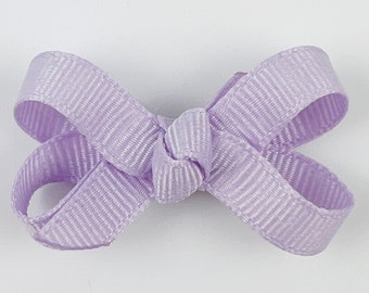 Lilac Baby Hair Bow, 2 inch Extra Small Mini Boutique Hair Bows for Babies / Mini Snap Clip / Infant Newborn Hair Bow Light Purple Lavender