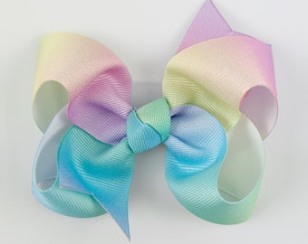 Pastel Ombre 4” inch Hair Bow, Medium Girls Hair Bows / Large Baby Hair Bows, Boutique Bow Hair Clips, Hair bows on clips