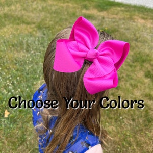 Hair Bow Bundle CHOOSE Colors / 5 inch Large Hair Bows / Girls Hair Bows / Hair Bows Clip Toddler / Jumbo Big / Wide Ribbon / Grosgrain Bows image 1
