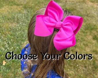 Hair Bow Bundle CHOOSE Colors / 5 inch Large Hair Bows / Girls Hair Bows / Hair Bows Clip Toddler / Jumbo Big / Wide Ribbon / Grosgrain Bows