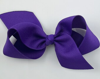 Purple Hair Bow / Hair Bows for Girls, Medium Hair Bows for Baby, Hair Clip with Bows Boutique Hairbows, Cute Basic - Vivid Purple Loopy Bow