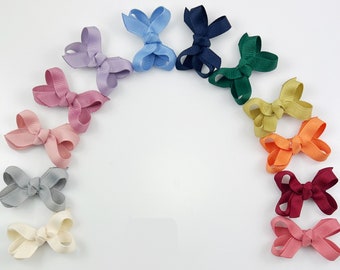 12 Pack Muted Color Set / Baby Hair Bows / Mini Boutique Baby Hair Clips / Infant Hair Bows / Newborn Baby Barrettes / Mauve, Navy, Ivory