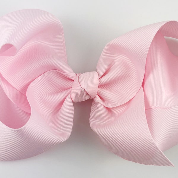 Pink Hair Bow for Girls in Light Pink / Extra Large 6 inch Grosgrain Girls Hair Bows, Toddlers, Big Hairbows, Pink Hair Clip