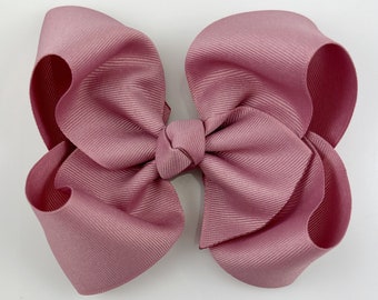 Mauve Hair Bow / 5 inch Bows / Girls Hair Bows / Hair Bows Clip / Hair Bows Toddler / Grosgrain Bows / Bows for Girls / Pink Hair Bows