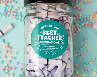 Bester Lehrer Affirmationen Glas, Geschenk für Lehrer Anerkennung, Danke Geschenk für Mentor, Schreibtisch Dekor im Klassenzimmer, tägliche positive Zitate für Lehrer