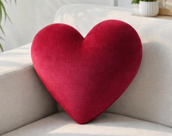 Almohada roja en forma de corazón, decoración romántica para el hogar, cojín de felpa suave, regalo de San Valentín para ella, aniversario, dormitorio, acento de amor