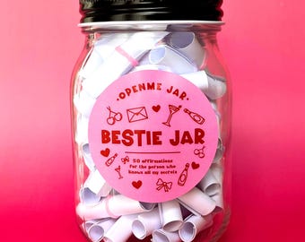 Tarro de mejores amigas, regalo para mejores amigas, tarro de afirmaciones, tarro de amistad, afirmaciones positivas, regalo de autocuidado, regalos a juego para mejores amigas, regalo de cumpleaños