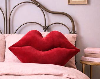 Cojín decorativo con forma de labios rojos, peluche de terciopelo con forma de beso, regalo estético de San Valentín, detalle para renovar la habitación, juguete de peluche suave, accesorio para fotos, decoración divertida