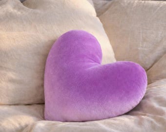 Almohada de corazón morado, decoración en forma de corazón, cojín de terciopelo lavanda, decoración estética para habitación, regalo romántico para ella, peluche suave, decoración para habitación infantil.