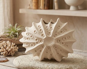 Jarrón moderno escultórico con forma de ola, gran recipiente de cerámica inspirado en el océano, jarrón abstracto único para flores, gran centro de mesa para el hogar, regalo de cerámica artística