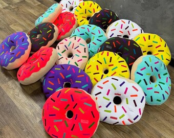 Cojín gigante rosa con forma de donut, cojín decorativo de felpa para la habitación de los niños, decoración infantil, cojín redondo con forma de dulce, regalo divertido para amantes de la comida y adolescentes.