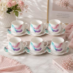 Modernt keramiskt muggset med 6, minimalistiskt kaffekoppset, temuggar i stengods med matt glas, skandinaviskt köksservis, koppset för kontoret