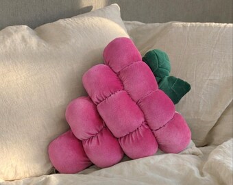 Almohada decorativa rosa para decoración del hogar, bonita almohada de frambuesa, cama de bayas, suave felpa, idea de regalo, acogedora decoración estética para el hogar.