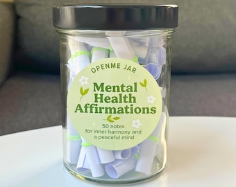 Söt burk med bekräftelse på självvård, estetisk mental hälsa-present till vän, minnessak om positivt tänkande, omtankepaket för att tänka på dig