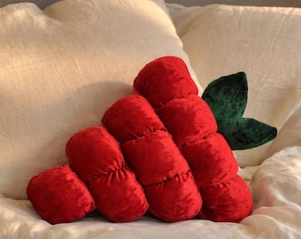 Almohada de frambuesa, peluche con forma de baya roja, decoración de fruta gigante, cojín de comida realista, juguete suave para guardería, accesorio para el hogar estilo cottagecore, peluche