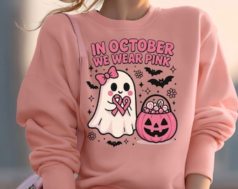 Fantasma rosa PNG para concienciar sobre el cáncer de mama: Sublimación de Halloween (Descarga digital)