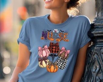 Halloween Krankenschwester Kürbis Shirt: Gruseliges Herbst Scrubs Tee