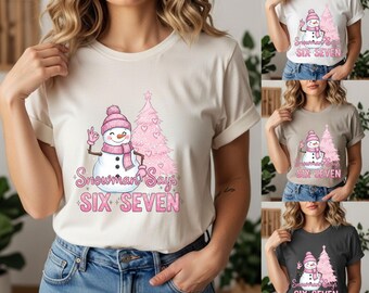 Pink Snowman Christmas PNG: Holiday Sublimation Design (Digital Download)