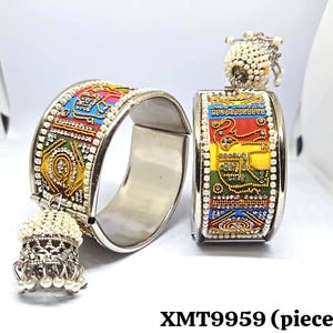 Handmade Embroidered Navratri Bracelet: Adjustable Garba Bangles