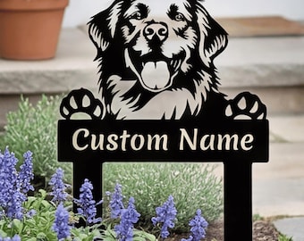 Personalized Dog Garden Stake, Custom Memorial Name Sign, Outdoor Metal Pet Decor Gift
