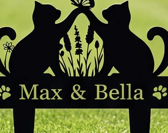 Custom Name Cat Memorial Stake, Pet Sympathy Garden Decor, In Loving Memory Cat Loss Gift