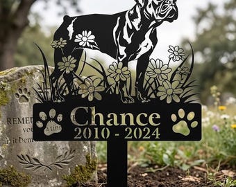 Estaca conmemorativa personalizada para perros, regalo personalizado de condolencia por la pérdida de una mascota, letrero metálico "En memoria de un ser querido", homenaje sentimental para jardín en duelo por la pérdida de un animal.