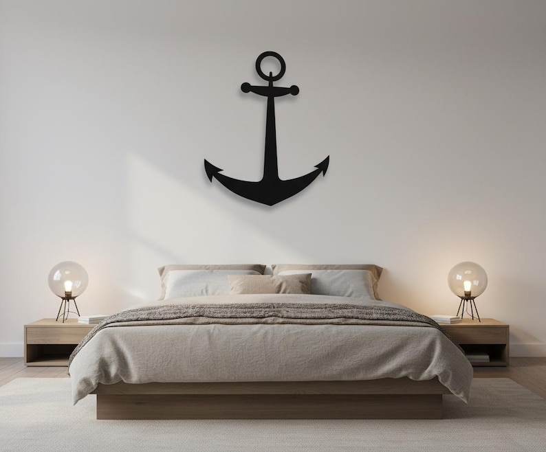 Nautical Anchor Metal Wall Decor | Ship Anchor Wall Art | Marine Coastal Home Decor | Sailor Gift | Modern Beach House Decoration image 2