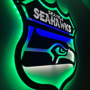 “Seattle Seahawks” LED-Metallschild - Spielzimmer Wandkunst, Football Dekor Bild 16