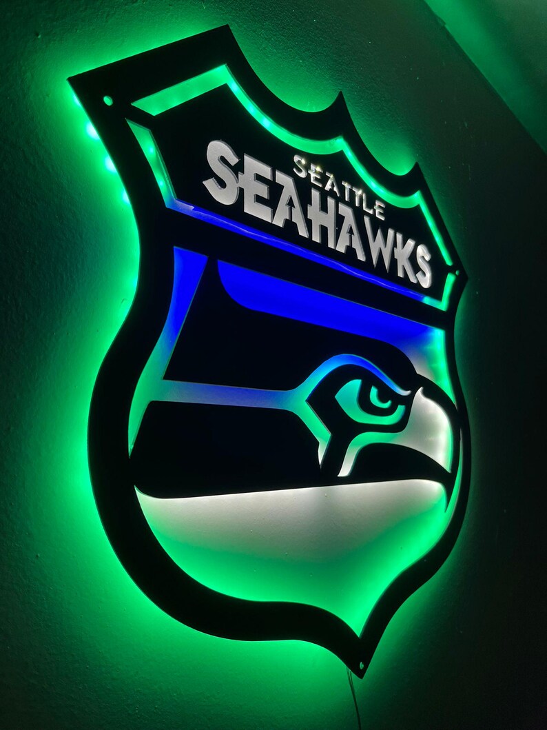 “Seattle Seahawks” LED-Metallschild - Spielzimmer Wandkunst, Football Dekor Bild 16